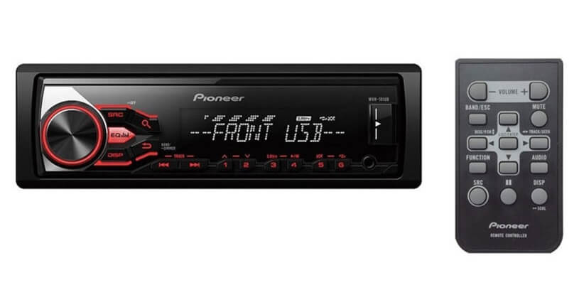Авто плейър Pioneer MVH-181UB, радио, USB, AUX, RDS, червена подсветка